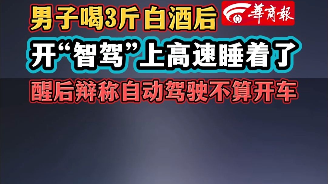 男子喝3斤白酒开智驾上高速睡着辩称没开车：吊销驾照、追究刑责